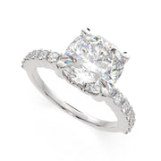 Lavinia Cushion Cut Side Stone 4 Prong Engagement Ring Setting - Nivetta